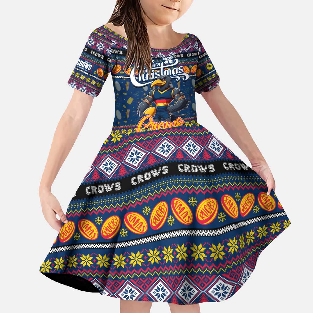 Personalized Crows Rugby Xmas Family Matching Off Shoulder Maxi Dress and Hawaiian Shirt Australia AFL Mascot