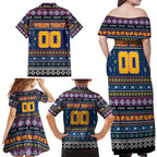 Personalized Crows Rugby Xmas Family Matching Off Shoulder Maxi Dress and Hawaiian Shirt Australia AFL Mascot