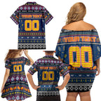 Personalized Crows Rugby Xmas Family Matching Off Shoulder Short Dress and Hawaiian Shirt Australia AFL Mascot