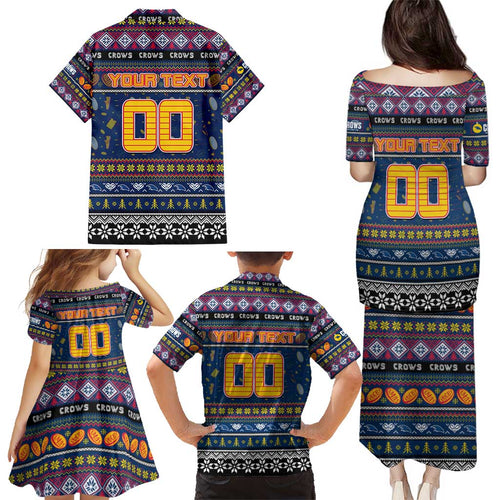 Personalized Crows Rugby Xmas Family Matching Puletasi and Hawaiian Shirt Australia AFL Mascot