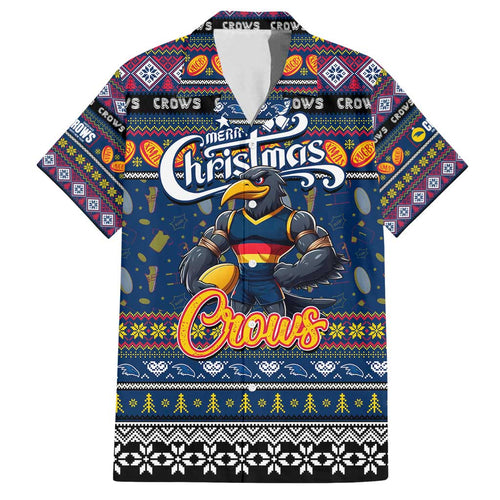 Personalized Crows Rugby Xmas Family Matching Puletasi and Hawaiian Shirt Australia AFL Mascot