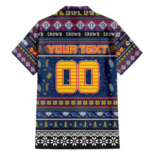 Personalized Crows Rugby Xmas Family Matching Short Sleeve Bodycon Dress and Hawaiian Shirt Australia AFL Mascot