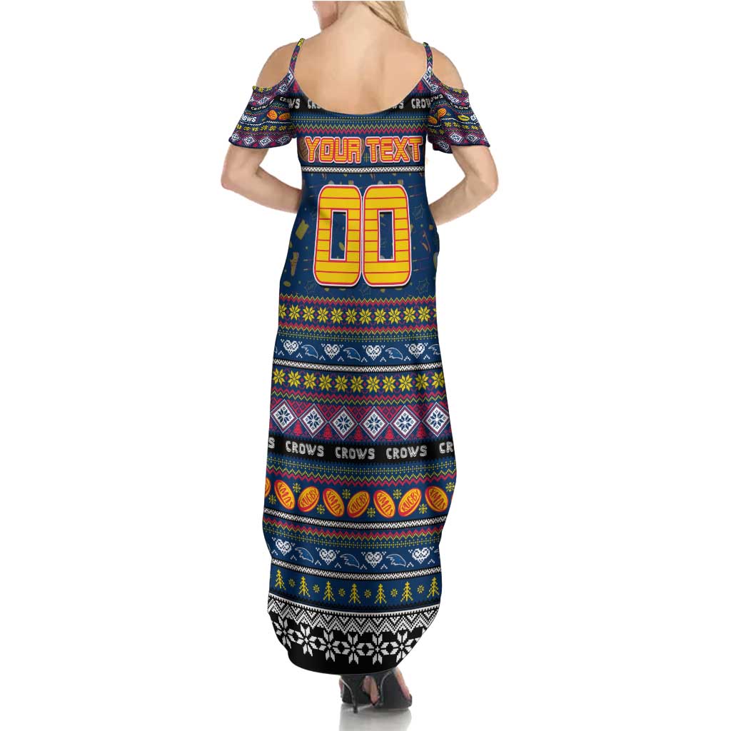 Personalized Crows Rugby Xmas Family Matching Summer Maxi Dress and Hawaiian Shirt Australia AFL Mascot