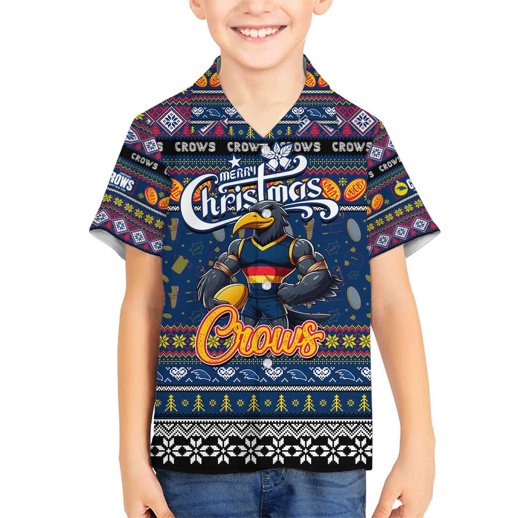 Personalized Crows Rugby Xmas Family Matching Summer Maxi Dress and Hawaiian Shirt Australia AFL Mascot