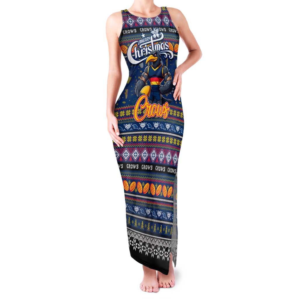 Personalized Crows Rugby Xmas Family Matching Tank Maxi Dress and Hawaiian Shirt Australia AFL Mascot