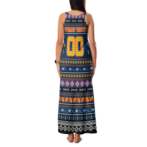 Personalized Crows Rugby Xmas Family Matching Tank Maxi Dress and Hawaiian Shirt Australia AFL Mascot