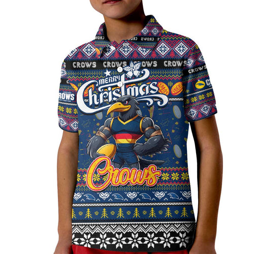 Personalized Crows Rugby Xmas Kid Polo Shirt Australia AFL Mascot