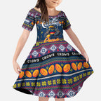 Personalized Crows Rugby Xmas Kid Short Sleeve Dress Australia AFL Mascot