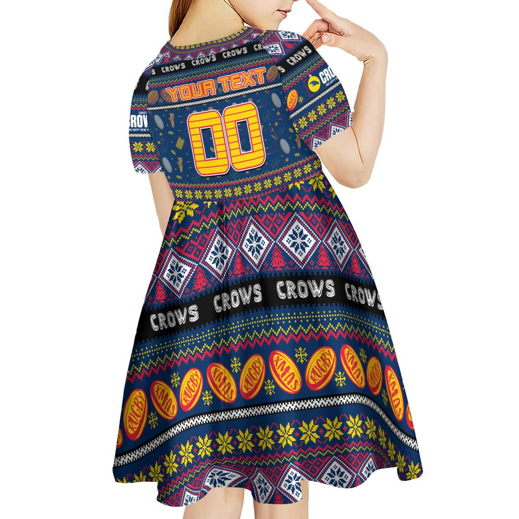 Personalized Crows Rugby Xmas Kid Short Sleeve Dress Australia AFL Mascot