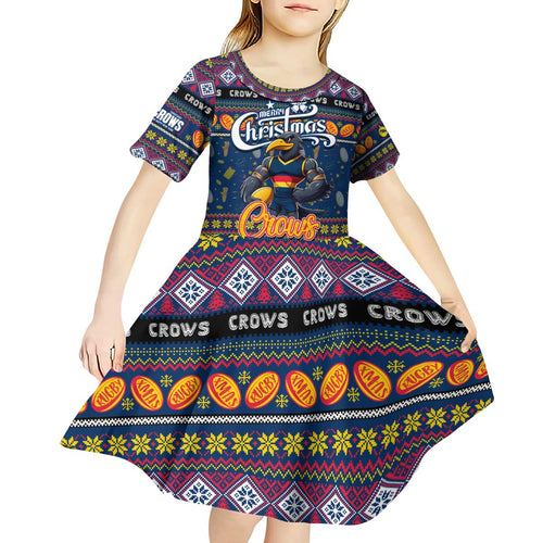 Personalized Crows Rugby Xmas Kid Short Sleeve Dress Australia AFL Mascot