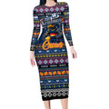 Personalized Crows Rugby Xmas Long Sleeve Bodycon Dress Australia AFL Mascot
