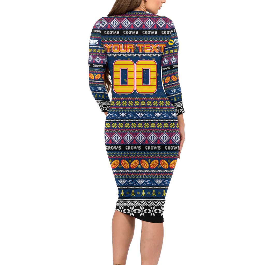 Personalized Crows Rugby Xmas Long Sleeve Bodycon Dress Australia AFL Mascot