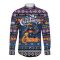 Personalized Crows Rugby Xmas Long Sleeve Button Shirt Australia AFL Mascot
