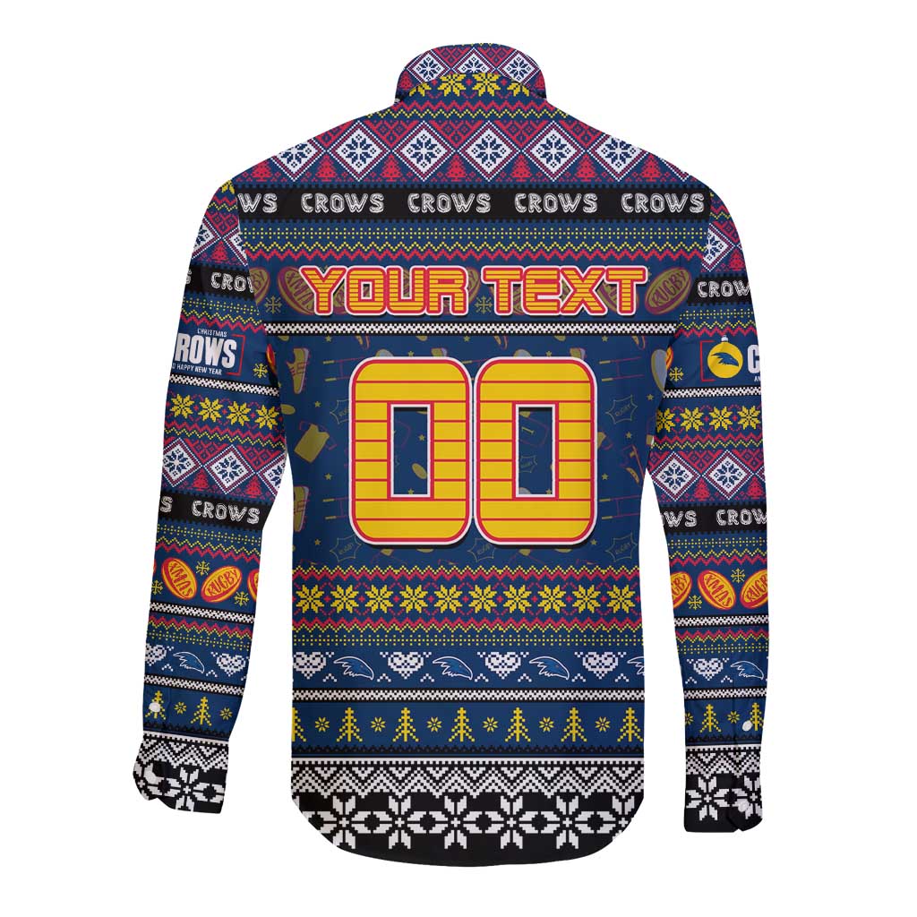 Personalized Crows Rugby Xmas Long Sleeve Button Shirt Australia AFL Mascot