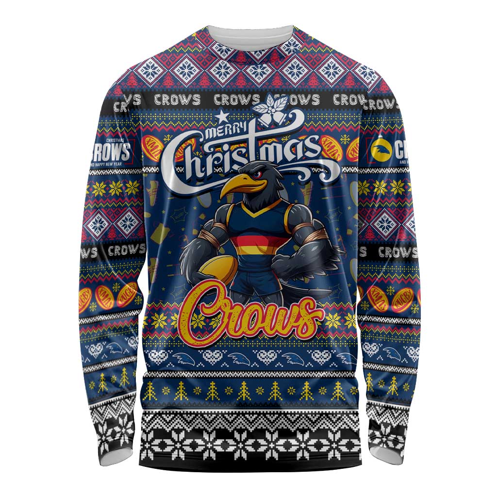Personalized Crows Rugby Xmas Long Sleeve Shirt Australia AFL Mascot