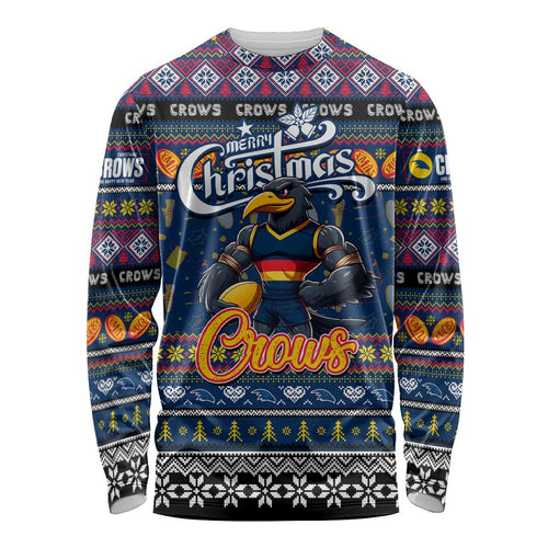 Personalized Crows Rugby Xmas Long Sleeve Shirt Australia AFL Mascot