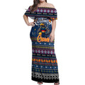 Personalized Crows Rugby Xmas Off Shoulder Maxi Dress Australia AFL Mascot