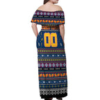 Personalized Crows Rugby Xmas Off Shoulder Maxi Dress Australia AFL Mascot