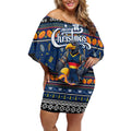 Personalized Crows Rugby Xmas Off Shoulder Short Dress Australia AFL Mascot