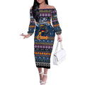Personalized Crows Rugby Xmas Off The Shoulder Long Sleeve Dress Australia AFL Mascot
