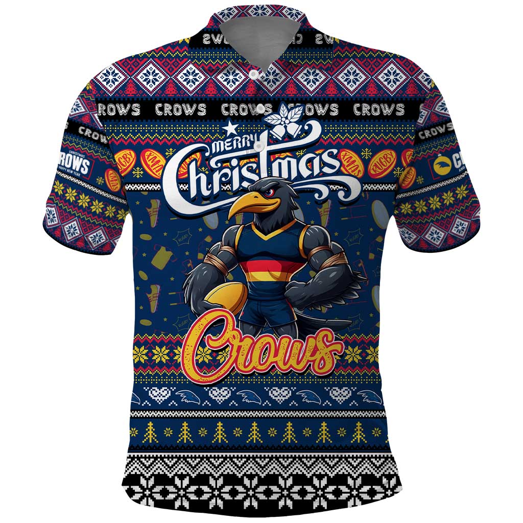 Personalized Crows Rugby Xmas Polo Shirt Australia AFL Mascot