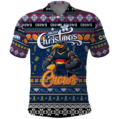 Personalized Crows Rugby Xmas Polo Shirt Australia AFL Mascot