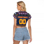 Personalized Crows Rugby Xmas Raglan Cropped T Shirt Australia AFL Mascot