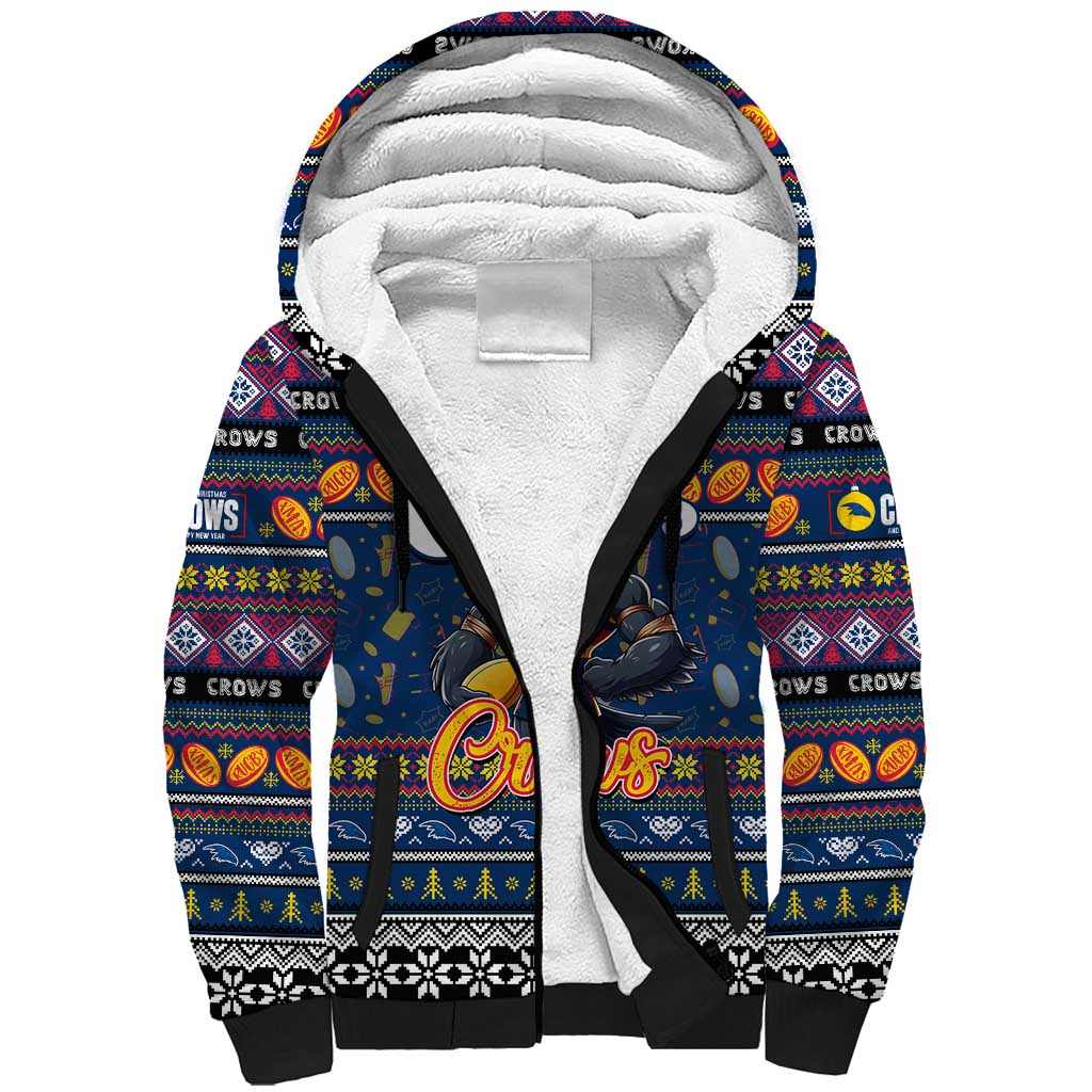 Personalized Crows Rugby Xmas Sherpa Hoodie Australia AFL Mascot