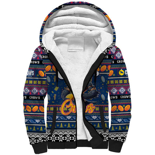 Personalized Crows Rugby Xmas Sherpa Hoodie Australia AFL Mascot