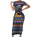 Personalized Crows Rugby Xmas Short Sleeve Bodycon Dress Australia AFL Mascot