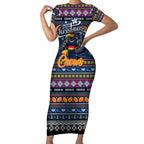 Personalized Crows Rugby Xmas Short Sleeve Bodycon Dress Australia AFL Mascot