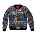 Personalized Crows Rugby Xmas Sleeve Zip Bomber Jacket Australia AFL Mascot