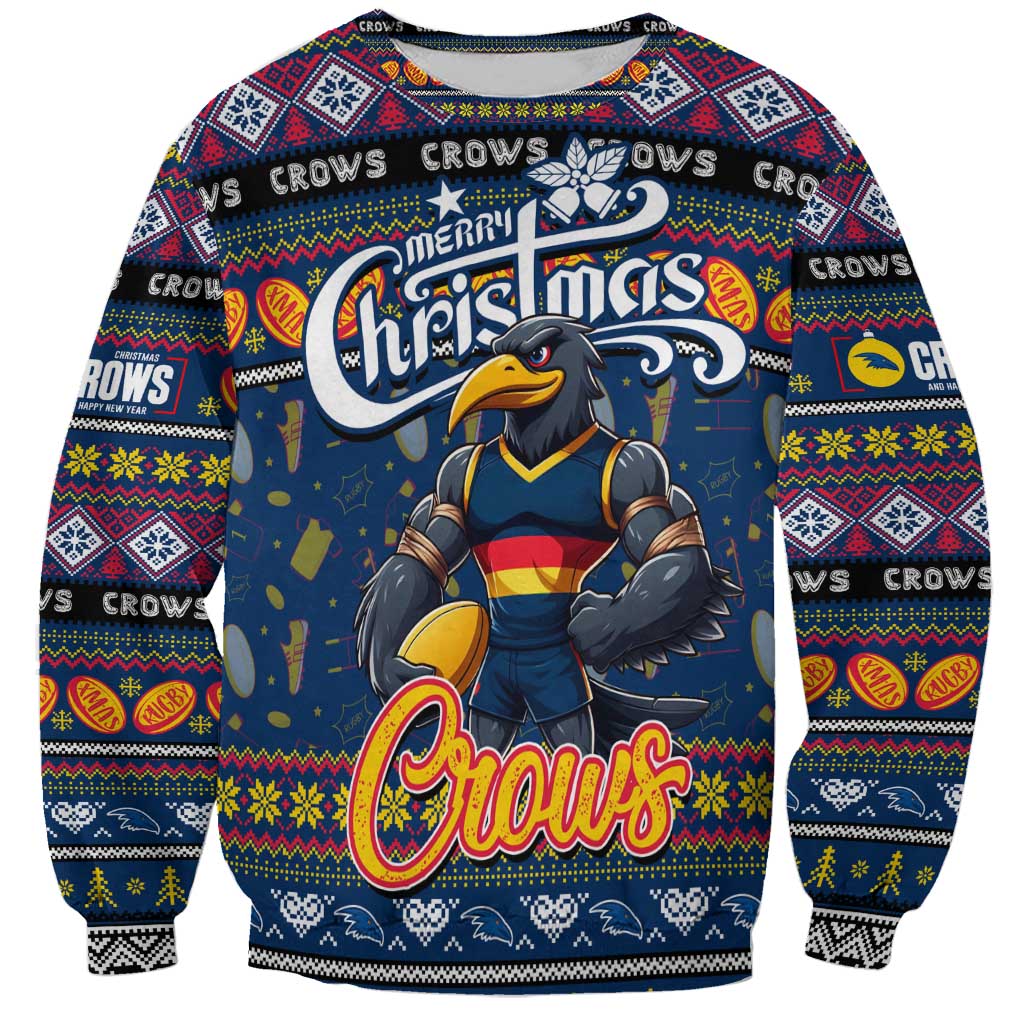 Personalized Crows Rugby Xmas Sweatshirt Australia AFL Mascot