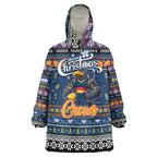 Personalized Crows Rugby Xmas Wearable Blanket Hoodie Australia AFL Mascot