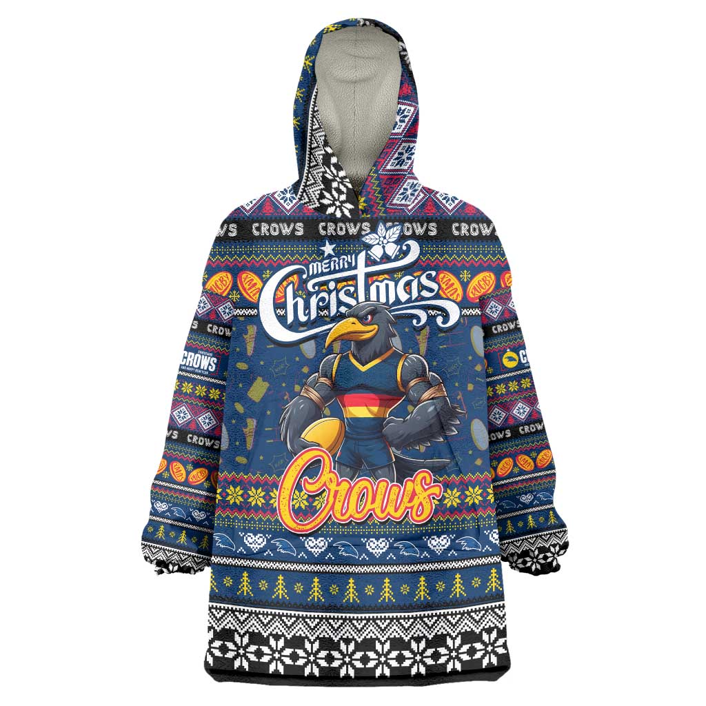 Personalized Crows Rugby Xmas Wearable Blanket Hoodie Australia AFL Mascot