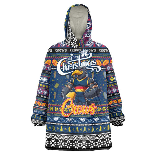 Personalized Crows Rugby Xmas Wearable Blanket Hoodie Australia AFL Mascot