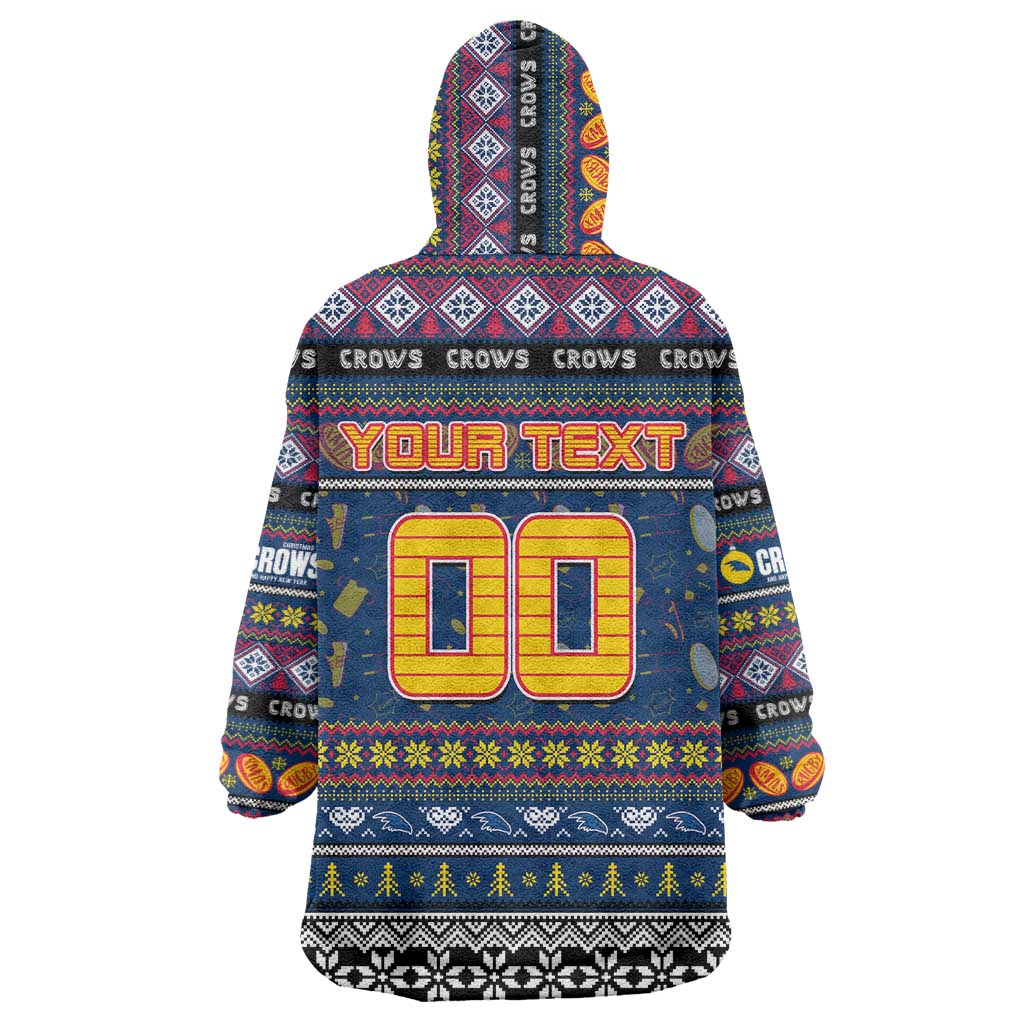 Personalized Crows Rugby Xmas Wearable Blanket Hoodie Australia AFL Mascot