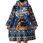 Personalized Crows Rugby Xmas Wearable Blanket Hoodie Australia AFL Mascot