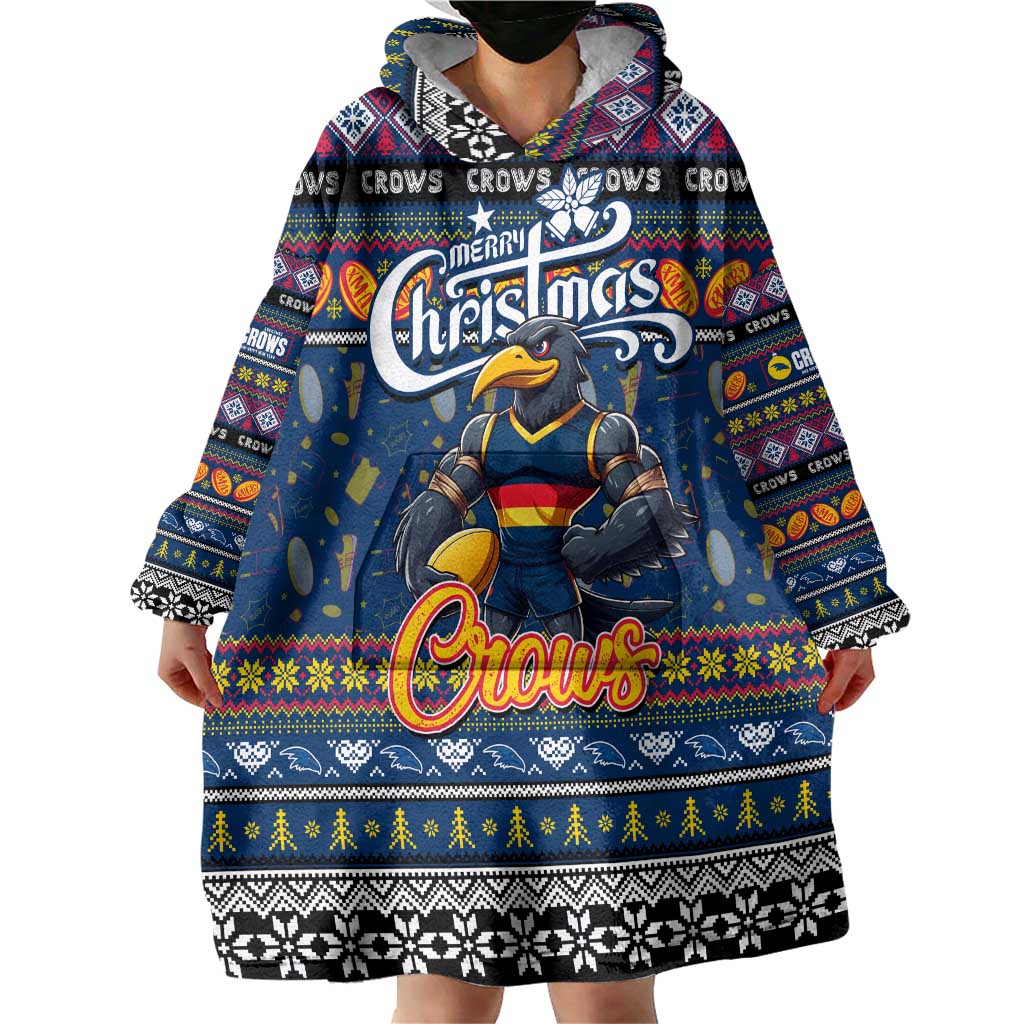 Personalized Crows Rugby Xmas Wearable Blanket Hoodie Australia AFL Mascot