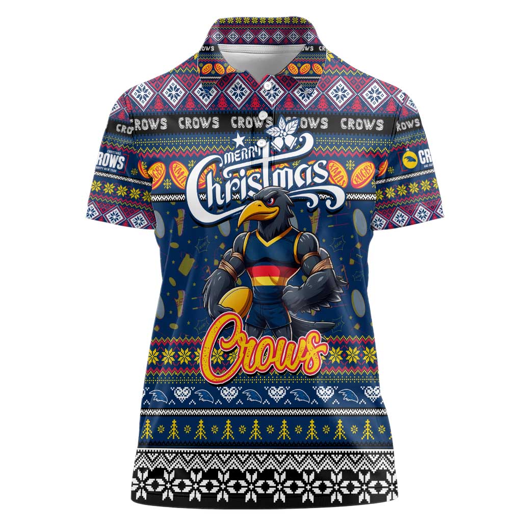 Personalized Crows Rugby Xmas Women Polo Shirt Australia AFL Mascot