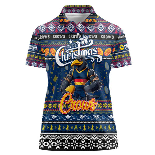 Personalized Crows Rugby Xmas Women Polo Shirt Australia AFL Mascot