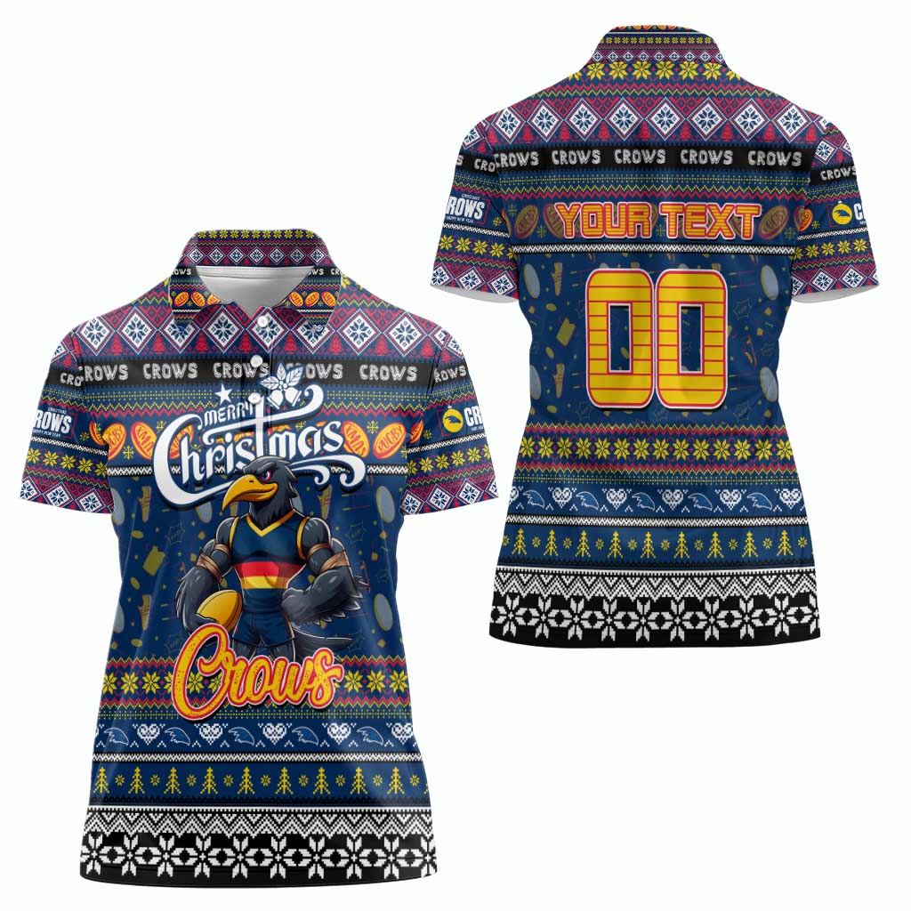 Personalized Crows Rugby Xmas Women Polo Shirt Australia AFL Mascot