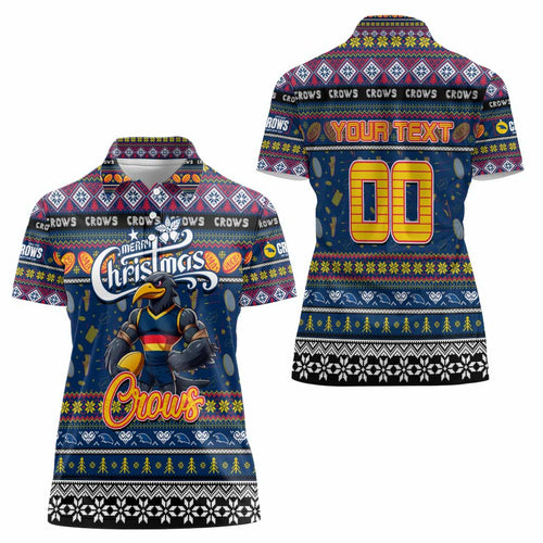 Personalized Crows Rugby Xmas Women Polo Shirt Australia AFL Mascot