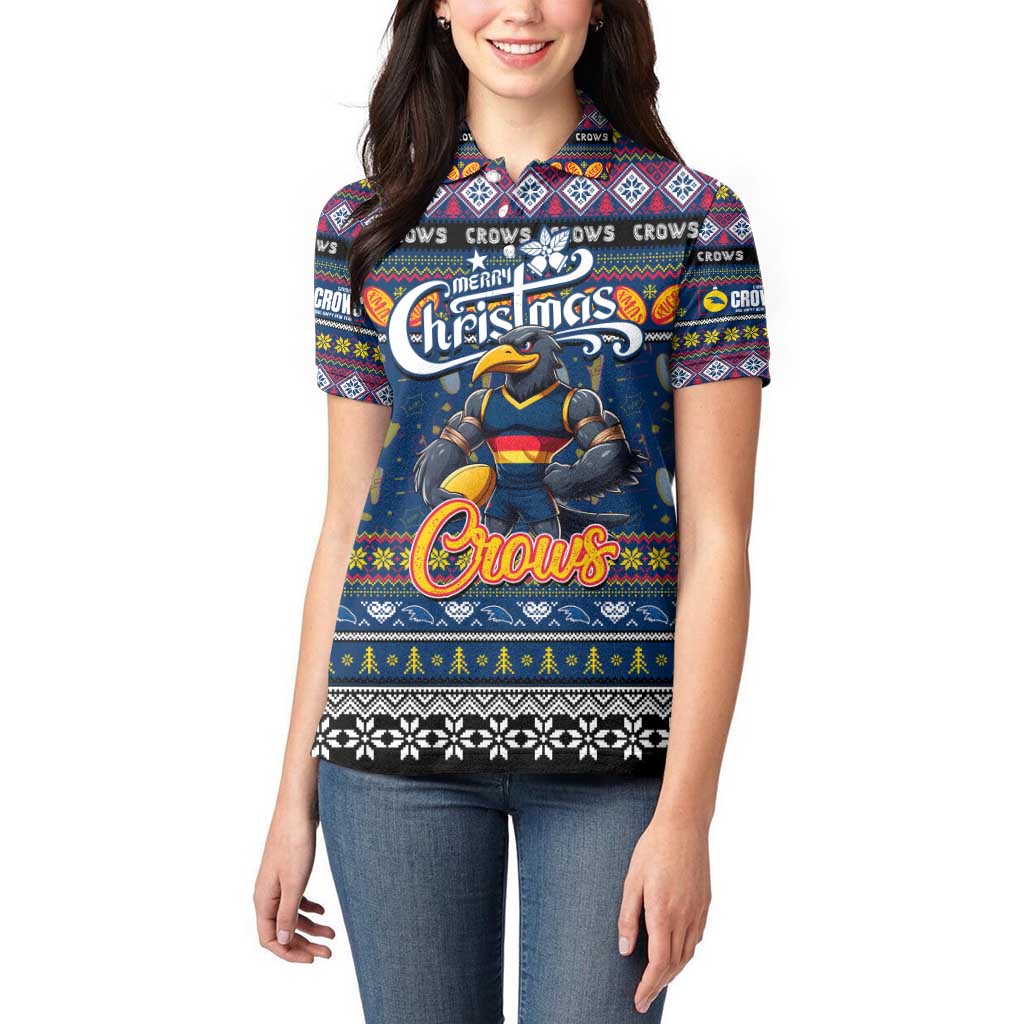 Personalized Crows Rugby Xmas Women Polo Shirt Australia AFL Mascot