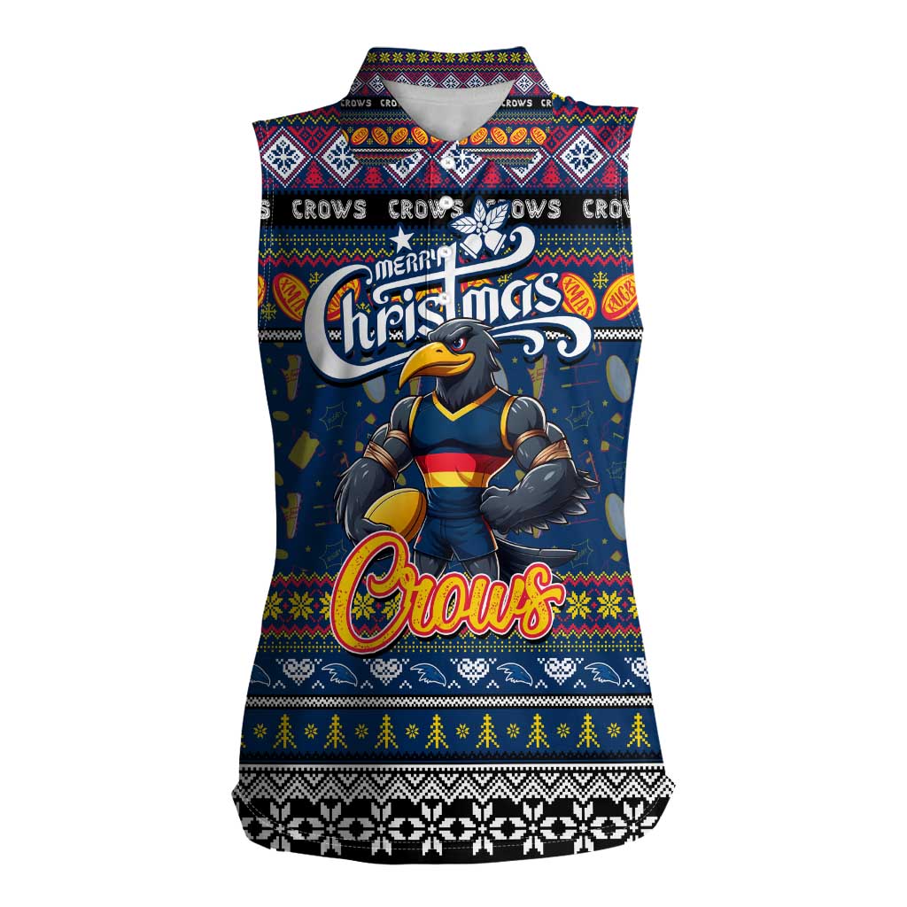 Personalized Crows Rugby Xmas Women Sleeveless Polo Shirt Australia AFL Mascot