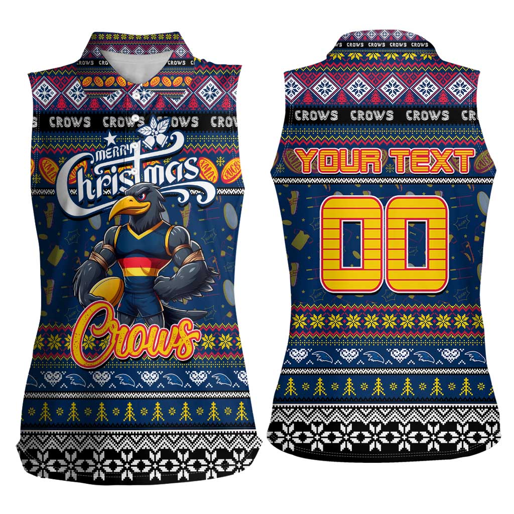 Personalized Crows Rugby Xmas Women Sleeveless Polo Shirt Australia AFL Mascot