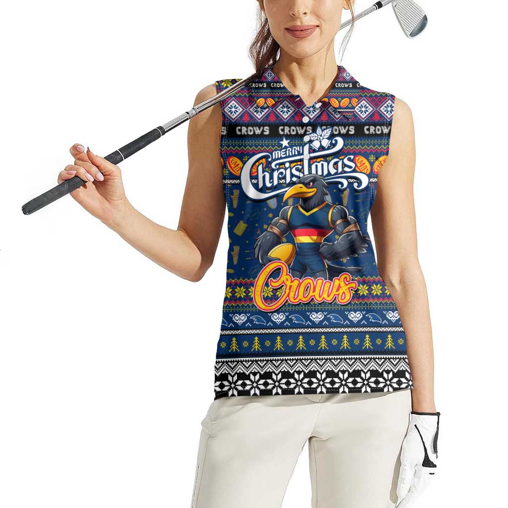 Personalized Crows Rugby Xmas Women Sleeveless Polo Shirt Australia AFL Mascot