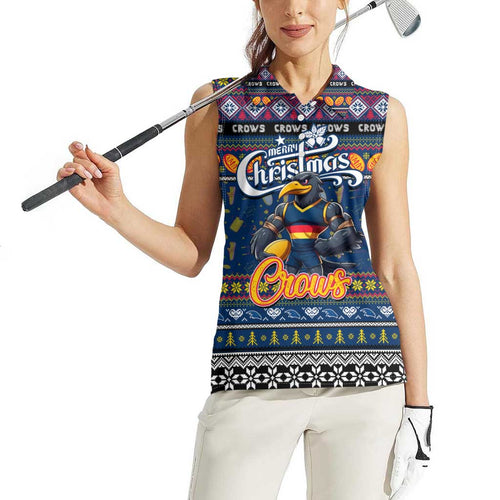 Personalized Crows Rugby Xmas Women Sleeveless Polo Shirt Australia AFL Mascot