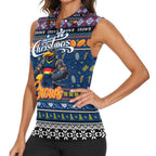 Personalized Crows Rugby Xmas Women Sleeveless Polo Shirt Australia AFL Mascot