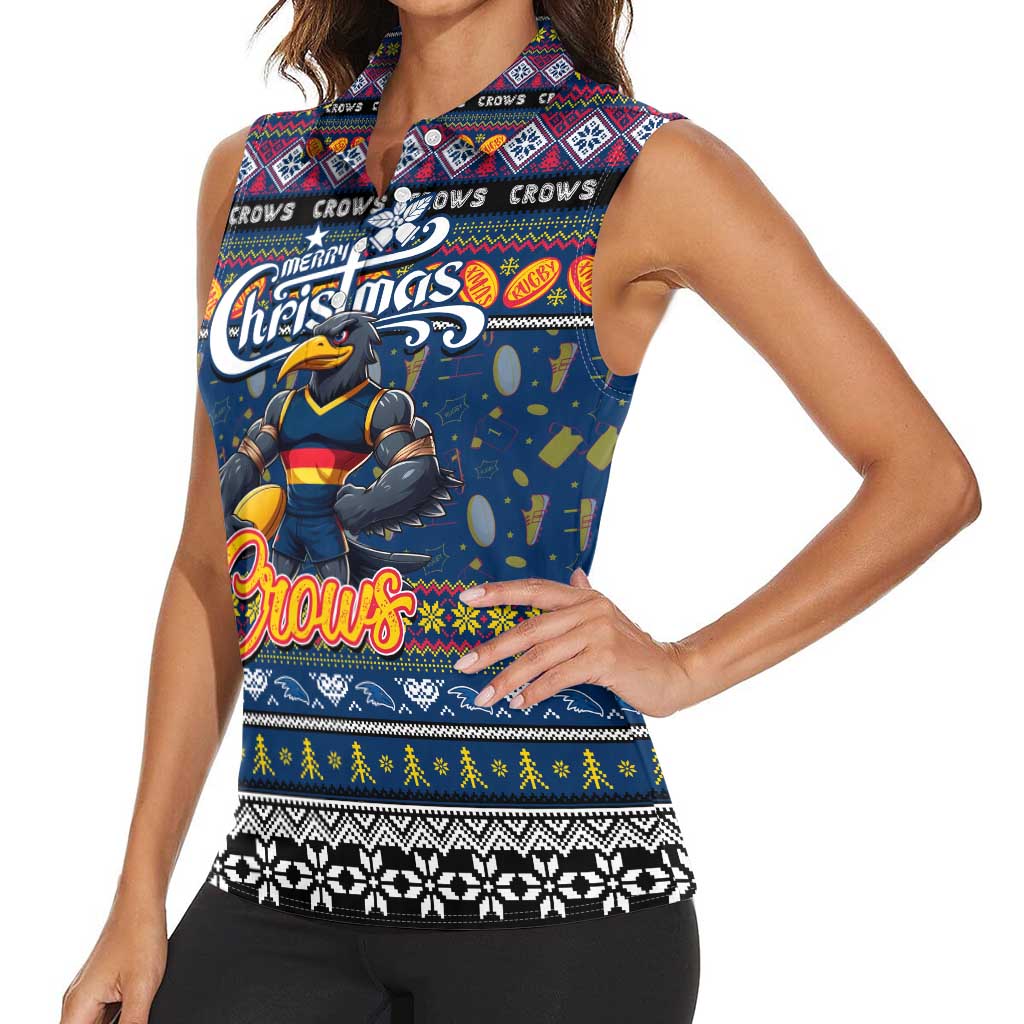 Personalized Crows Rugby Xmas Women Sleeveless Polo Shirt Australia AFL Mascot